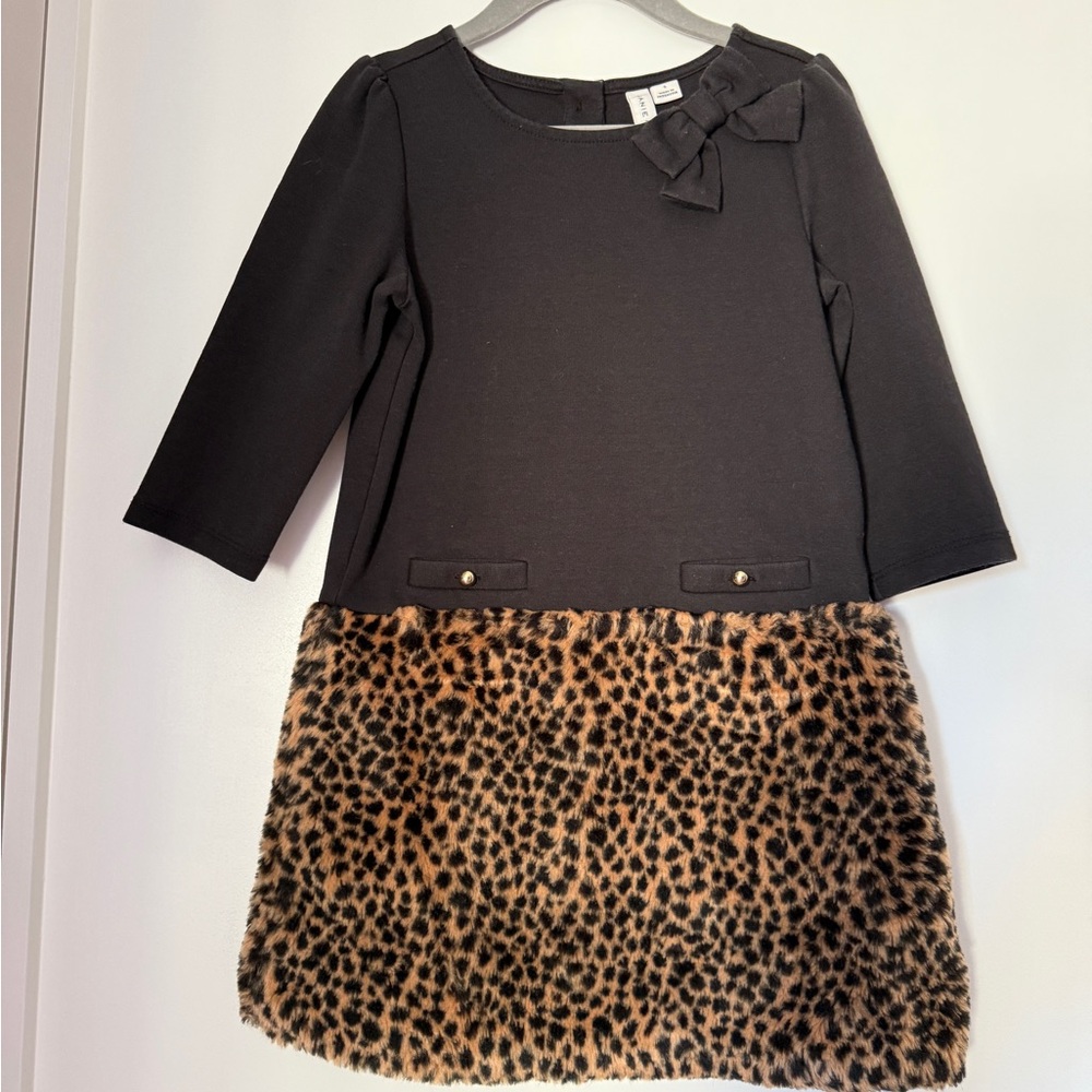 Janie and Jack Leopard Faux Fur Ponte Dress